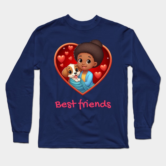 Puppy & girl - Best friends Long Sleeve T-Shirt by The Artful Barker